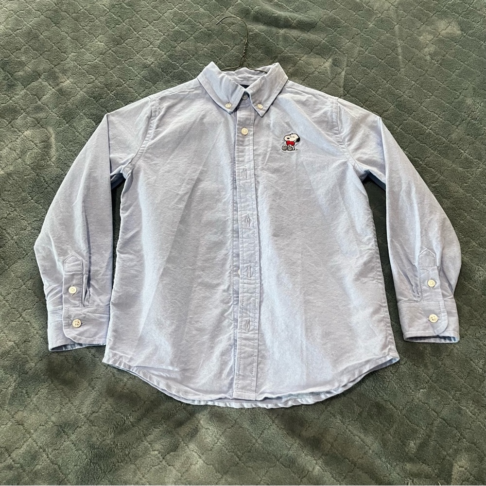 Janie and Jack Light Gray Button Down Shirt‎ with Embroidered Logo